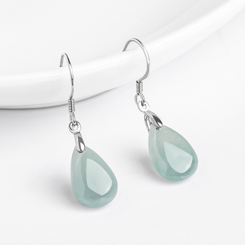 Bông tai bạc s925 cao cấp dát chalcedony tự nhiên