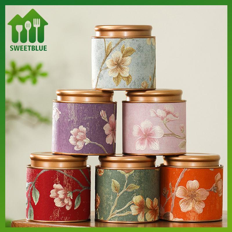 SWEET Hoa Văn Rỗng Trà Thiếc Có Thể Hộ Gia Đình Trà Xanh Kín Lọ Di Động Nhà Trà Nhỏ Paaging Hộp Thiếc Bảo Quản Có Thể n