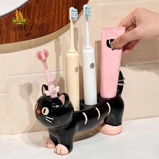 Giá đỡ bàn chải đánh răng bằng gốm SENRTY, Giá đỡ bàn chải đánh răng điện hoạt hình hình hình chó mèo, Tiết kiệm không gian 4 lỗ Bàn chải đánh răng không thấm nước Giá lưu trữ phòng tắm