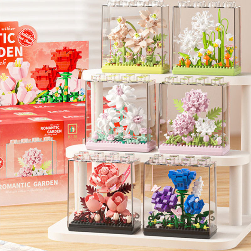Bộ DIY 9/16 Hoa Lắp Ráp,Quà tặng cho người yêu,Handmade bó hoa khối xây dựn,Mô Hình Khối Xây Dựng Sáng Tạo