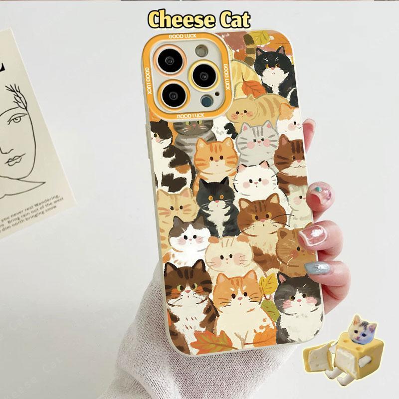 Ốp điện thoại hình mèo con tròn trịa và mũm mĩm cho iPhone 13 14 15 Plus 11 12 16 17 Pro Max XR Xs Max 7Plus 6 8 SE