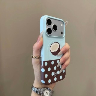 Advanced Blue Brown Wave Dot Coconut Giá đỡ từ tính Vỏ điện thoại di động Thích hợp cho iPhone17 Pro Max 16 15 Pro Max Bảo vệ Camera chống sốc Vỏ cứng chống rơi