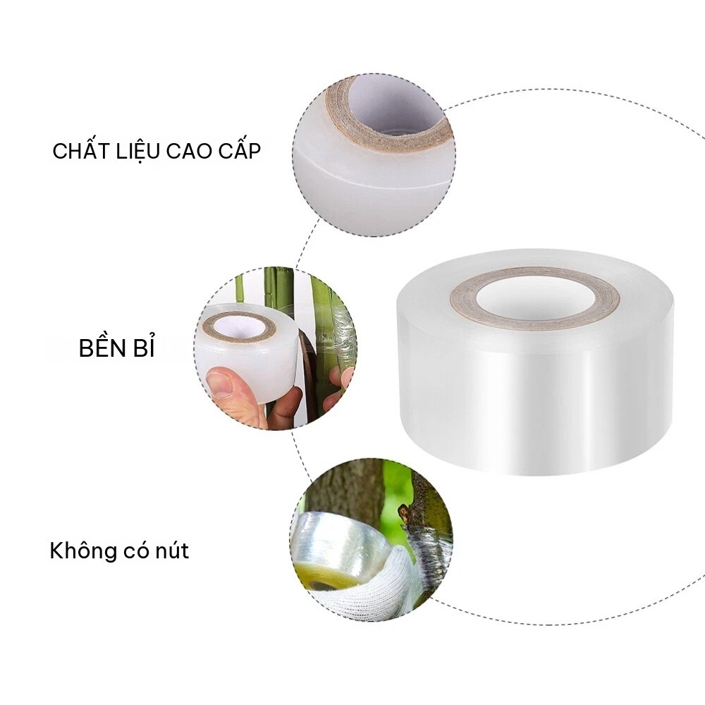 Băng Keo Ghép Cây Tự Hủy 200m Bản 3cm/4cm/5cm/10cm Màng Ghép Cây PE Quấn Mắt Ghép Keo Quấn Cành Cây Ăn Trái