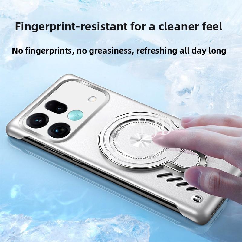 YJD Ốp Lưng Cho OPPO Find X9S X9 Pro Tản Nhiệt Xoay Chân Đế Thu Hút Từ Tính Không Có Vân Tay Vỏ Điện Thoại Chống Rơi