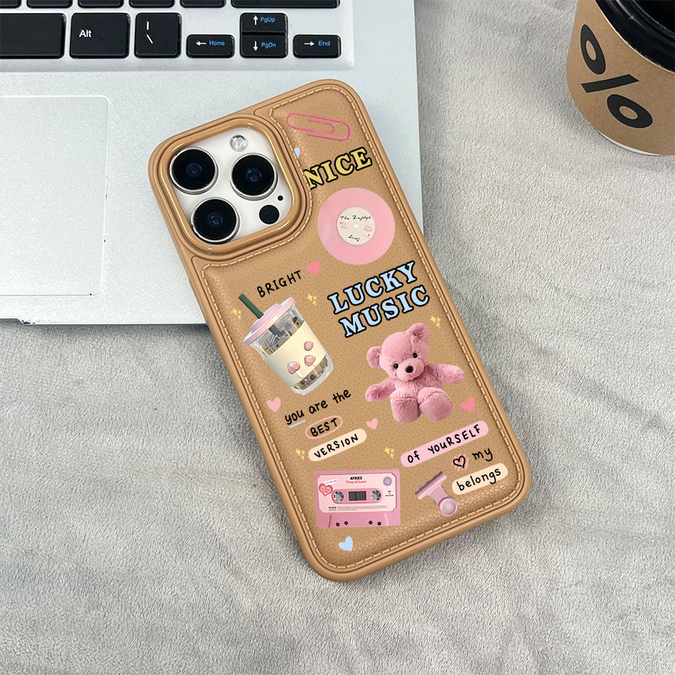 Ốp điện thoại cho iPhone 17/16 Pro Max 15/14/13/12/11; Họa tiết ghép ảnh màu hồng dễ thương