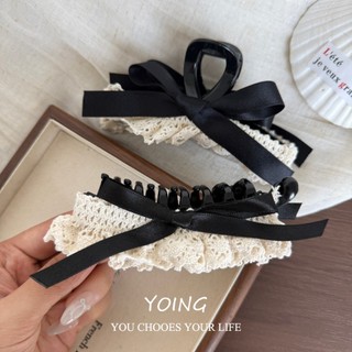 Yoing / Phiên bản Hàn Quốc Ren Ngọt Đen Nơ Lấy Kẹp Phụ Kiện Tóc