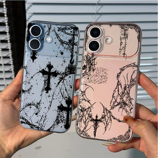 Dark Gothic Cross Mark Angel Cover Cho OPPO A6 A5 A3 Pro A6X A3X A5X 5G Reno 11F 12F 13F 8T 7Z 8Z 5G Vỏ TPU Bảo Vệ Ống Kính Hoa Văn Chống Sốc Mềm Thoáng Mát Trong Suốt
