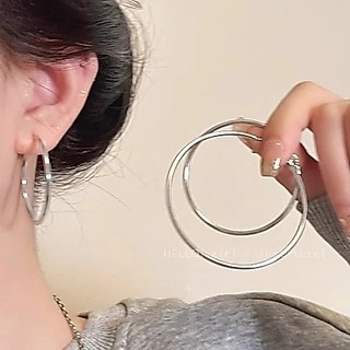 Khuyên tai bạc tai tròn trơn 3 / 4 / 5 / 6 / 7mm Bạc Vòng Tròn Bông Tai Khóa Tai Phụ Kiện Thời Trang