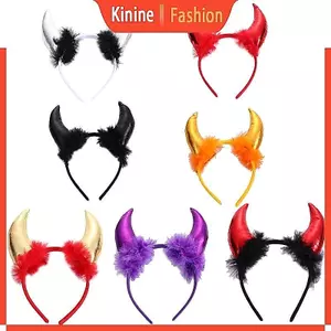 KIN Retro Quỷ Bò Sừng Băng Đô Phụ Kiện Ác Halloween Trang Phục Hóa Trang Đảng