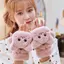 PNPIA- Nữ Sang Trọng Ấm Găng Tay Lông Thỏ Đáng Yêu Mèo Găng Tay Lật Ngón Găng Tay Mềm Mại Bé Gái Thi Găng Tay Linh Hoạt Nửa Ngón Mùa Đông