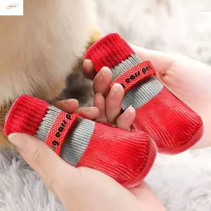 ZENZON 4 Cái / bộ Giày Tất Chống Thấm Nước Cho Chó Con, Chống Trơn Trượt Mềm Chống Bẩn, Vỏ Chân Chống Trầy Xước Cho Mèo Ấm Chống Mài Mòn Không Rơi Tất Đan Ấm Áp Ngày Mưa
