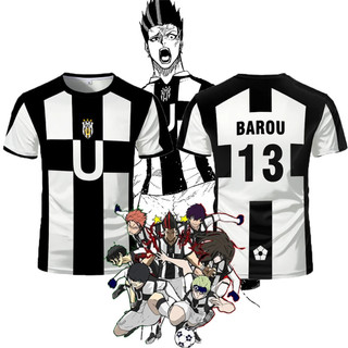 Năm Người Bóng Đá Motif VL Replika Tee Anime Ubers Blue Lock Full In Tee BAROU Tay Ngắn Cosplay Uber Áo nam