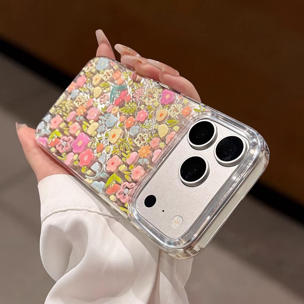 Bướm ba chiều dập nổi Thích hợp cho Apple 16promax Trong suốt iPhone17 Spring 17pro Vỏ điện thoại hoa