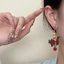 Merad Màu Cà Phê Chó Con Đính Hạt Bông Tai Nữ Mới Phong Cách Trung Hoa Cổ Bông Tai Thiết Kế Niche Retro Phù Hợp Với Bông Tai Hợp Thời Trang