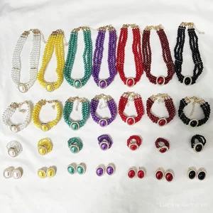 Bộ Năm Mảnh Cao Cấp Sang Trọng Retro Ngọc Trai Trang Sức Kim Cương Chìm Thân Thiện Với Môi Trường Hợp Kim Ele