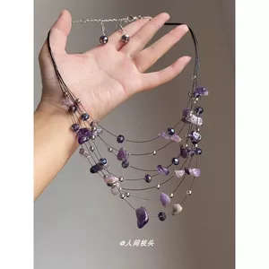 Bohemian Phong Cách Kỳ Nghỉ Màu Tím Đính Hạt Vòng Cổ Nữ Độc Đáo Phóng Đại Nhiều Lớp Bao Quanh Xương Đòn Dây Chuyền Công Nghiệp Nặng Vòng Cổ 2026-6-