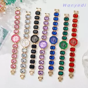 Đồng hồ đeo tay hình bát giác WANYEDI, Đồng hồ nữ đầy màu sắc được tích hợp, Đồng hồ đeo tay chuyển động thạch anh thanh lịch