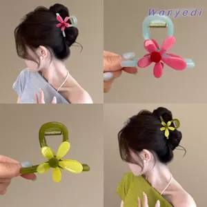Kẹp Tóc Hoa WANYEDI, Kẹp Tóc Dày Acrylic Tóc Móng Vuốt, Kẹp Hoa Chống Trượt Thiết Kế Bán Trong Suốt Vintage Hoa Đỏ Acrylic Tóc Bé Gái