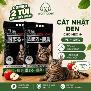 [Combo 2 Bao 7kg] Cát Nhật Đen Cho Mèo 9L 3.5kg Vón Cục Siêu Nhanh Khử Mùi Ít Bụi - Wanna Pet SG