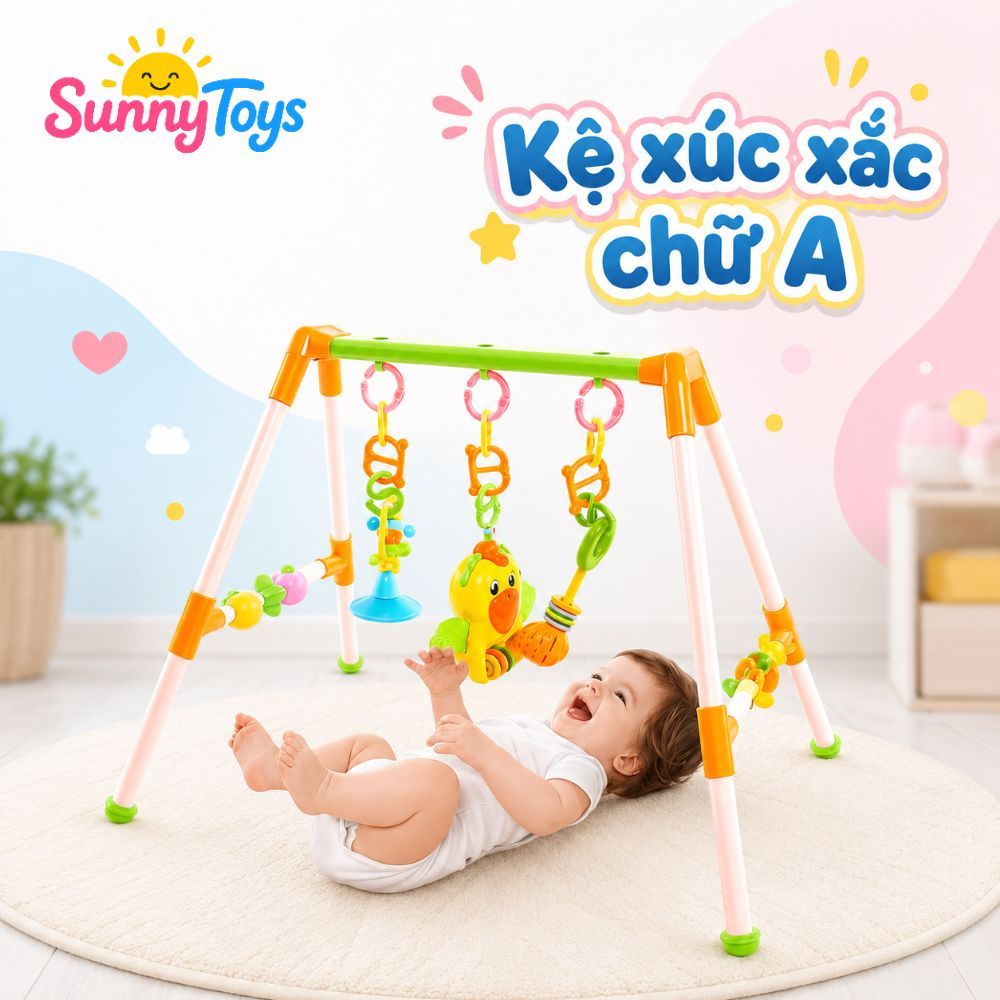 Kệ Chữ A SunnyToys Treo Đồ Chơi Cho Bé - Xúc Xắc Lục Lạc Vui Nhộn Cho Bé Nằm Chơi