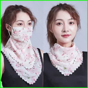 PS1 Mùa Hè Chống Nắng Voan Veil Ngoài Trời Đi Biển Tam Giác Khăn Chống Tia uv Bảo Vệ Cổ SP1