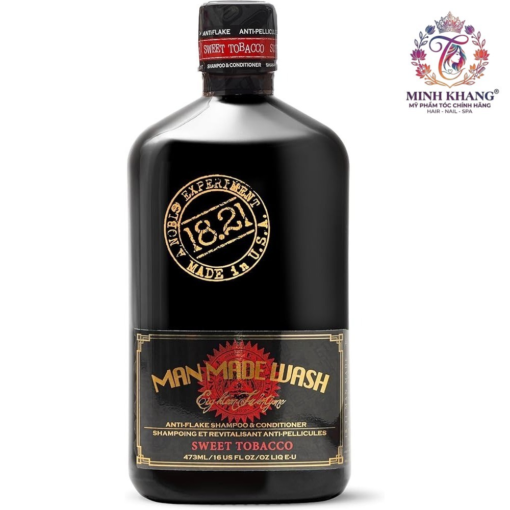 Dầu Gội Xả 2 in 1 ngăn ngừa gàu 18.21 Man Made Anti-Flake Sweet Tobacco Wash 473ml [ MK ]