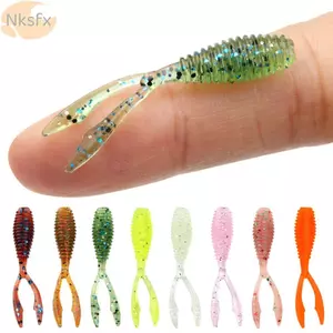 NKSFX 10 Cái 36 Mm 0.3g Mồi Câu Cá Mềm Huỳnh Quang Đôi Đuôi Silicon Mồi Giun