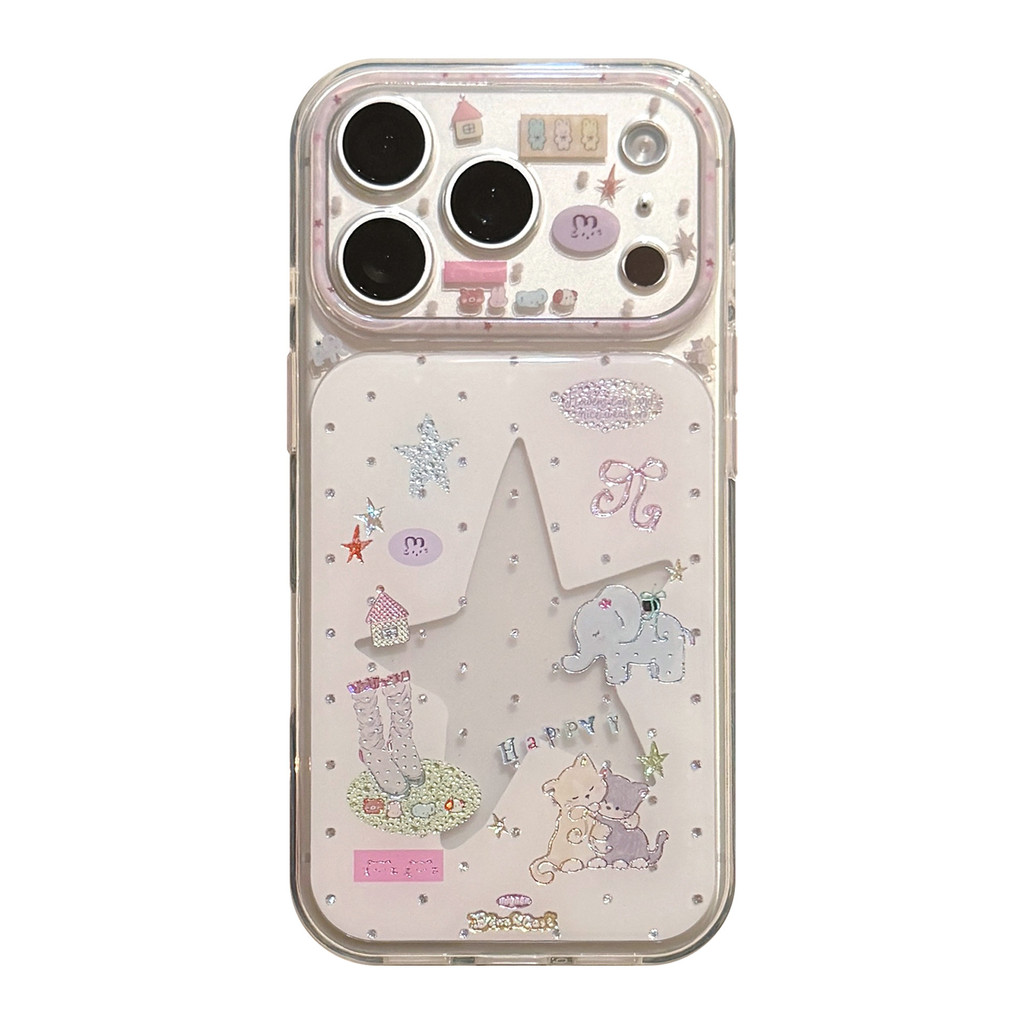Ốp lưng iPhone họa tiết động vật hoạt hình ngôi sao phù hợp cho iPhone 17 Pro Max 16, 15, 14, iPhone 13 Vỏ bảo vệ chống rơi HIPM