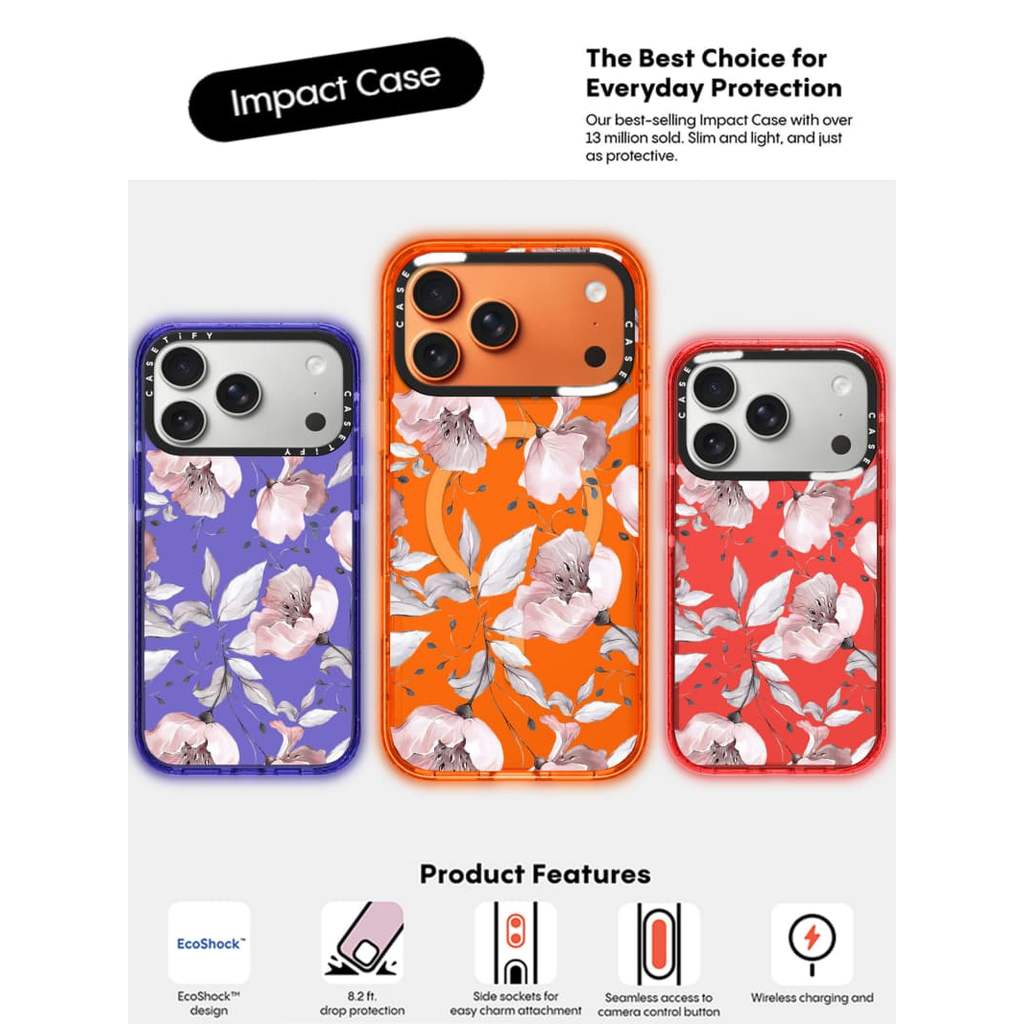 CASECASE X Hoa Hồng Cam / Đỏ / Perri Bộ Sưu Tập Kẹo Tím Màu Trong Suốt Cứng Từ Hút Tác Động Cho Apple IPhone 13 14 15 16 17Pro Max Plus Có Hộp