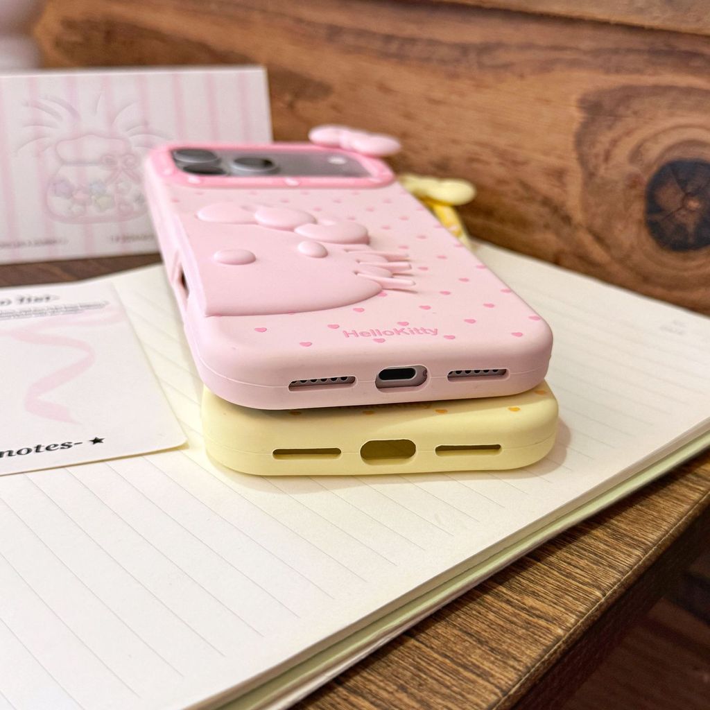 Love Bow Ba Chiều Nửa Mặt KT Cat iphone17 Apple 16 Thích Hợp Cho Ốp Điện Thoại 14 / 15promax