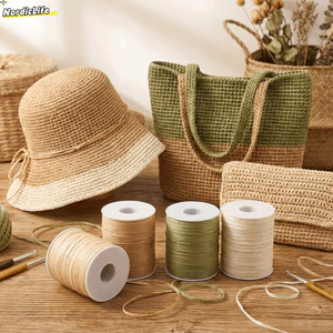 NORDICLIFE Raffia Thread, Ruy băng mũ dệt 120M mỗi cuộn, Túi và mũ sợi móc bền thân thiện với môi trường chất lượng cao cấp
