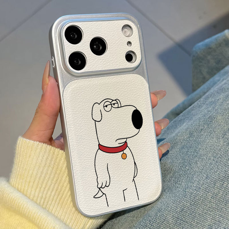 Ốp lưng iPhone họa tiết da mạ chuông hình chó iPhone 17 16 15 14 13 12 11 Pro Max Plus Max