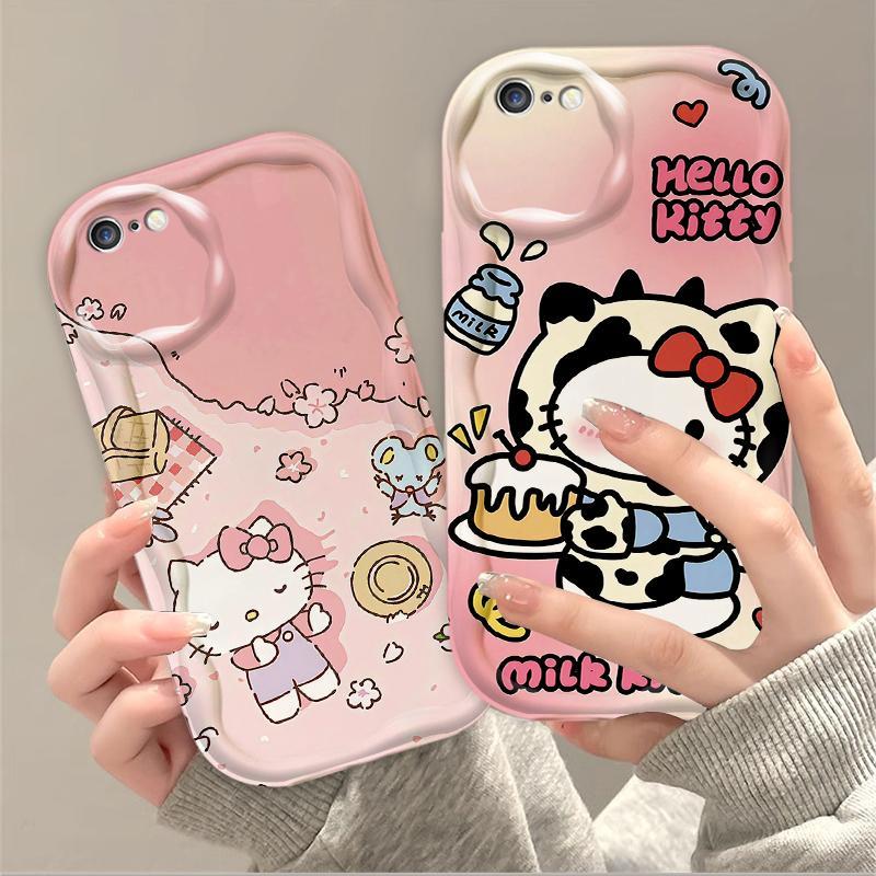 Thích Hợp Cho iPhone 6 6S 6 Plus 6S Plus 7 8 Plus SE 2020 3D TPU Mềm Hoạt Hình Kitty Nữ Vỏ Điện Thoại Chống Sốc