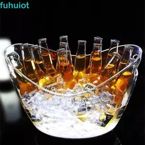 Xô đá trong suốt FUHUIOT, Xô làm lạnh rượu vang Acrylic chống rơi, Di động 4 / 8 / 12L Chai sâm panh dung tích lớn Quà tặng làm mát đá