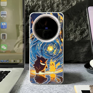 Ốp Điện Thoại Cứng Micro Matte “Pikachu Gengar ” Cho Vivo X300 Ultra X300 Pro X200 Pro X100S Pro X90 V60 V50 V40 / Vỏ Vivo Chống Sốc