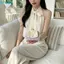 Túi lưu trữ tai nghe chăn bông FUHUIOT, Chấm bi màu tương phản Nút chụp mini Ví đựng tiền xu, Hộp đựng thẻ hoa mini nhẹ thời trang Sử dụng hàng ngày