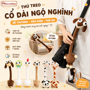 Thú Bông Cổ Dài Co Giãn 40CM HomeMate, Gấu Bóp Xả Stress Ngộ Nghĩnh Treo Balo Túi Xách Cute