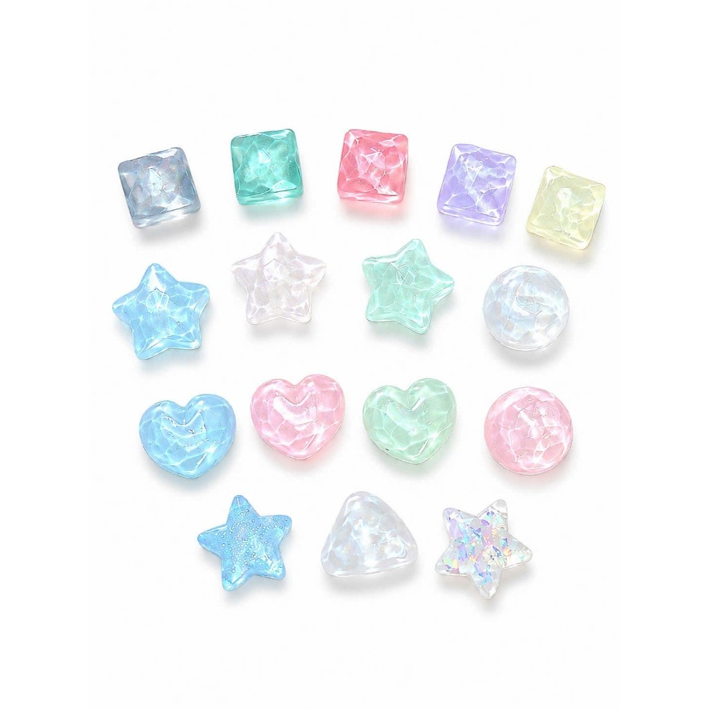 **Set Charm Resin Candy Galaxy ✨ Charm Resin Hình Sao Tim Pastel Trong Suốt Lung Linh Gắn Dép Crocs Phong Cách Fairycore