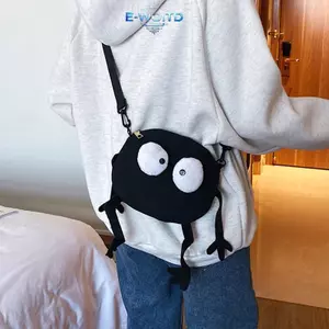 E-WOITD Thời Trang Mới Mắt To Vải Túi Đeo Vai Bé Gái Bánh Dễ Thương Túi Messenger Trẻ Em Nữ Ví Đựng Tiền Xu Mini Đeo Ngang Túi Xách E-WOITD