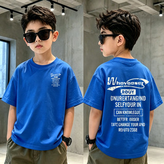 Áo thun bé trai in chữ Whohoeser 2 mặt, cotton mềm mát, áo ngắn tay cho bé 3-12 tuổi, nhiều màu lựa chọn