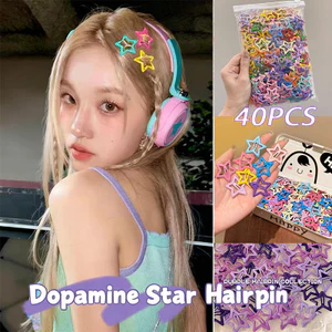 Kẹp tóc ngôi sao năm cánh hỗn hợp nhiều màu dopamine, phù hợp cho nữ