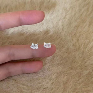 Bông Tai Mèo Nữ Đơn Giản Dễ Thương Mèo Con Sinh Viên Zircon Bông Tai Ngọt Ngào Đi Lại Phụ Kiện Mini