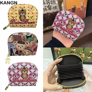 Hộp đựng thẻ KANGN, Ví gấu nhỏ dung tích lớn, Khe cắm nhiều thẻ phong cách ngắn đa chức năng Ví đựng tiền xu tích hợp dành cho học sinh