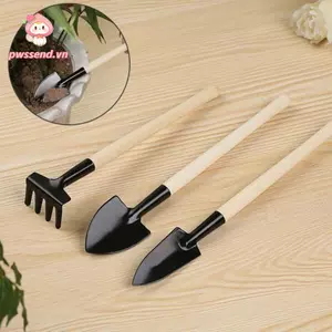 Bộ dụng cụ làm vườn mini PWSEND, Dụng cụ xẻng nhỏ làm cỏ kích thước nhỏ, Tay cầm bằng gỗ Xẻng sân vườn đa chức năng Đồ dùng đào rau
