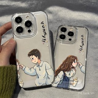 Ốp Điện Thoại Trong Suốt Nam Nữ Vui Nhộn Cặp Đôi Thích Hợp Cho iPhone 17promax / 13pro / 16pro / 12 / 11pro / xs / 14plus Vỏ Chống Sốc