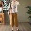 Phong Cách Dân Tộc In Hình Thiết Kế Ngắn Tay Vải Lanh Cotton Top 2025 Phù Hợp Với Văn Học Retro Áo Thun Nữ 5.26