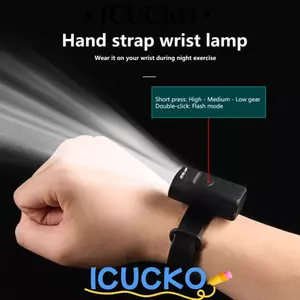 Đèn cổ tay và mắt cá chân ICUCKO, Đèn làm việc có thể điều chỉnh chống nước, Công tắc nút chiếu sáng tiện lợi USB Đèn cảnh báo đa chức năng có thể sạc lại Cắm trại