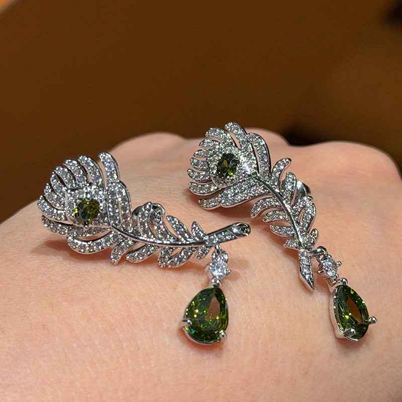 T Sang Trọng Nhẹ Sang Trọng Bông Tai Zircon Dài Tinh Tế Thanh Lịch