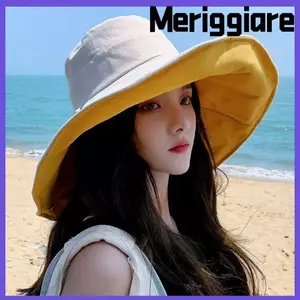 Mũ đi biển MERIGGIARE, Mũ xô hai mặt vành lớn, Mùa xuân hè chống tia cực tím có thể gập lại Mũ ngư dân cầm tay nam nữ
