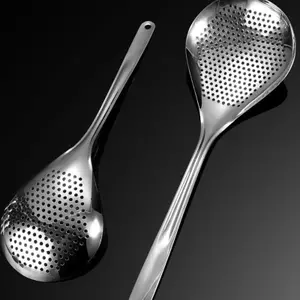 Thìa Lọc Inox Skimmer Có Rãnh Thìa Tiêu Lọc Nhà Bếp Rây Thìa Xả Spaghetti Thìa Lọc Thực Phẩm VN